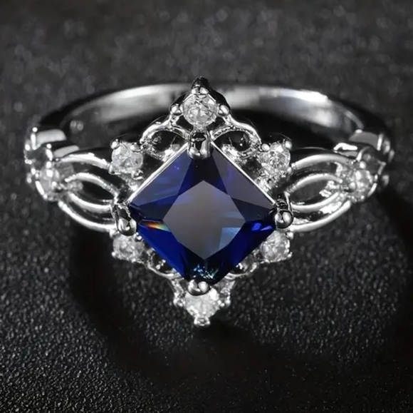 Blue Sapphire Ring-size 6 - Picture 3 of 4